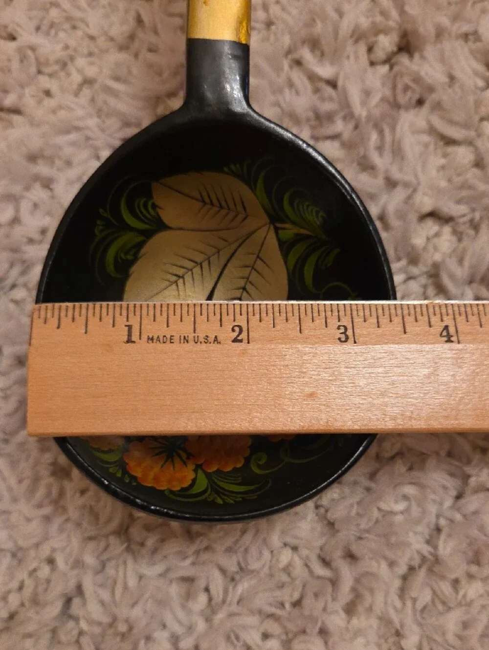 Khokhloma Hand-Painted Black and Gold Decorative Serving Spoons - Floral Design